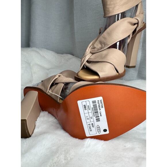 Santoni Tan Leather Straps Women's High Heel Sandal Pump Size UE 37 - Picture 8 of 16